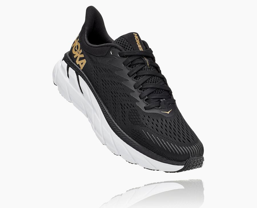 Hoka One One Koşu Ayakkabısı Kadın Siyah/Beyaz - Clifton 7 - KI6912543